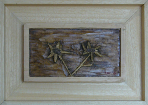 stars - bassorilievo su cirmolo 21x12 cm