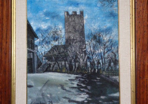 Castello di Viano - olio su tela di iuta 33x40 cm