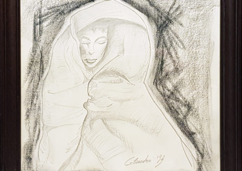Figura femminile - carboncino su cartone 22,5x22,5 cm (1993)