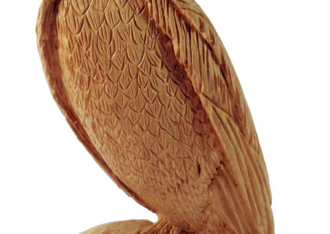 Gufo africano - scultura su pino cembro 25x14x11,5 cm