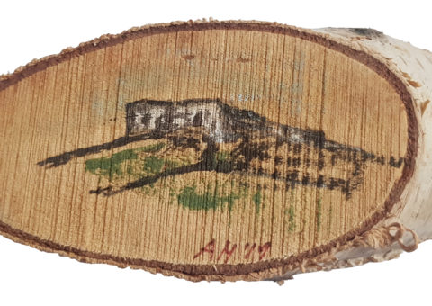 Pietra su betulla 6 - olio su legno 12,5x5,5 cm