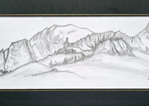 Secondo Studio per Skyline 2 (Monte Bianco) - carboncino su cartone 29x10,5 cm