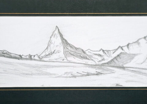 Secondo Studio per Skyline 3 (Cervino) - carboncino su cartone 29x10,5 cm