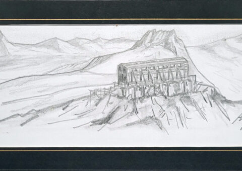 Secondo Studio per Skyline 4 (Monte Rosa) - carboncino su cartone 29x10,5 cm