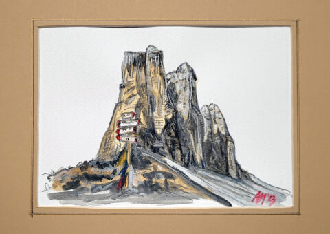 Studio per Skyline 12 (Tre Cime) - acquarello su cartone 21x14,5 cm