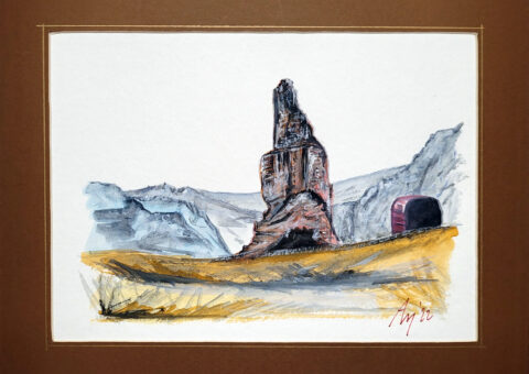 Studio per Skyline 19 (Campanile Valmontanaia) - acquarello su cartone 28x21 cm