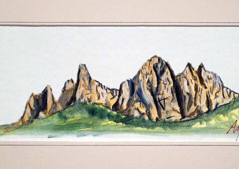 Studio per Skyline 21 (Odle) - acquarello su cartone 29x10,5 cm