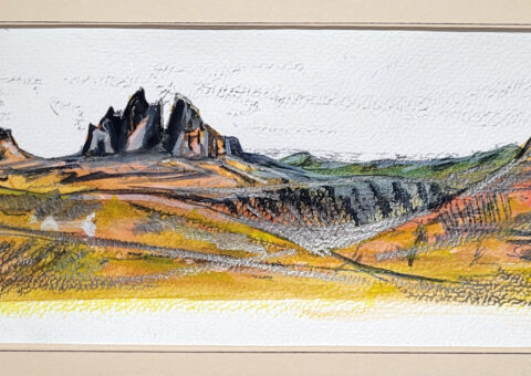 Studio per Skyline 30 (Tre Cime) - acquarello su cartone 29x10,5 cm