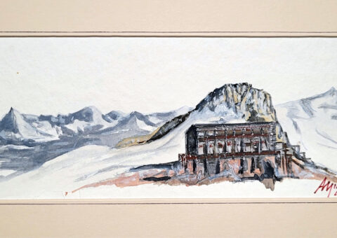 Studio per Skyline 4 (Monte Rosa) - acquarello su cartone 28,5x10,5 cm